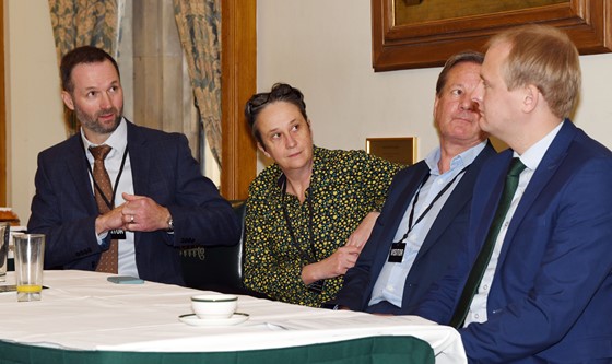 L-R: Tom Barnes, Anna Brown, Stuart Goodall and Ben Lake MP