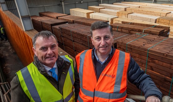 Douglas Alexander and Pat Glennon at Windymains sawmill
